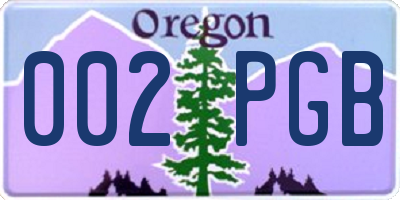 OR license plate 002PGB