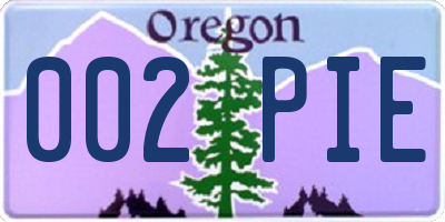 OR license plate 002PIE