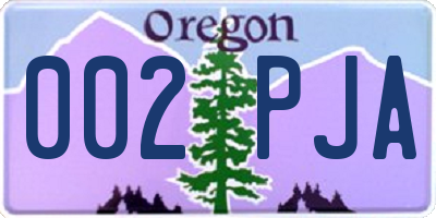 OR license plate 002PJA