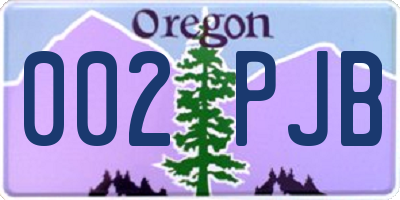 OR license plate 002PJB