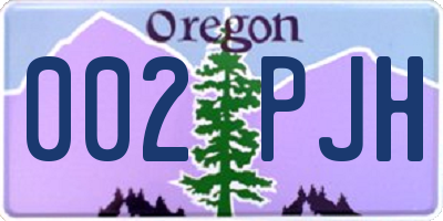 OR license plate 002PJH