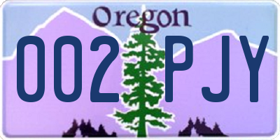 OR license plate 002PJY