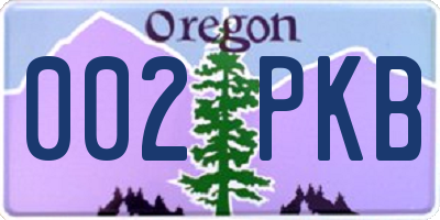 OR license plate 002PKB