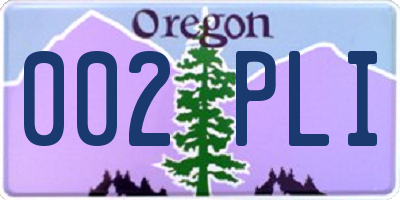 OR license plate 002PLI