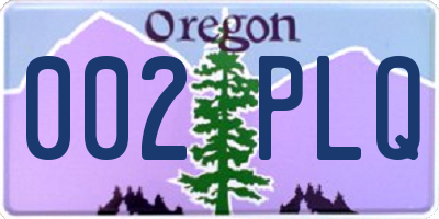 OR license plate 002PLQ