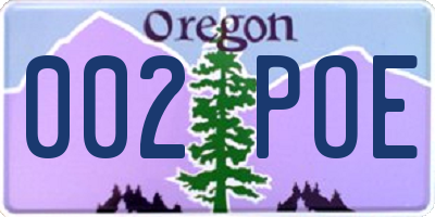 OR license plate 002POE