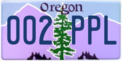 OR license plate 002PPL