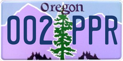 OR license plate 002PPR