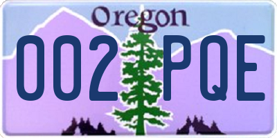 OR license plate 002PQE