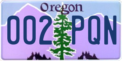 OR license plate 002PQN