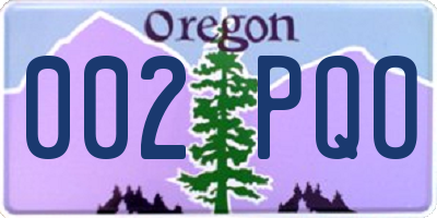 OR license plate 002PQO