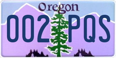 OR license plate 002PQS