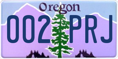OR license plate 002PRJ