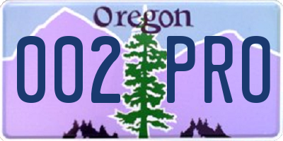 OR license plate 002PRO