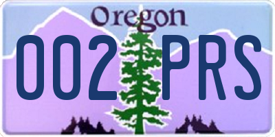 OR license plate 002PRS