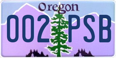 OR license plate 002PSB