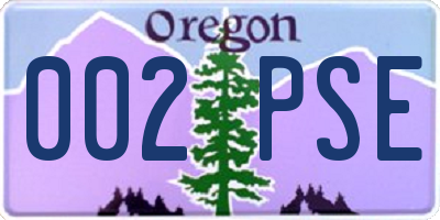 OR license plate 002PSE