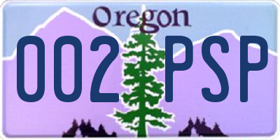 OR license plate 002PSP