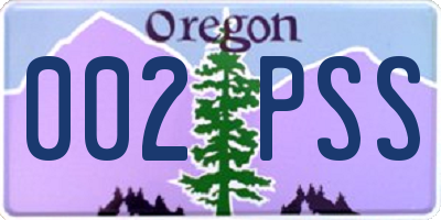 OR license plate 002PSS