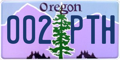 OR license plate 002PTH