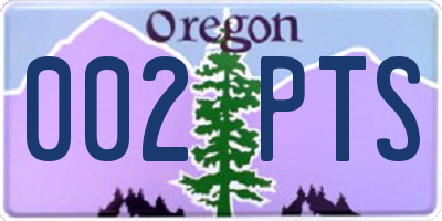 OR license plate 002PTS