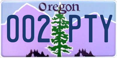 OR license plate 002PTY