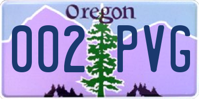 OR license plate 002PVG