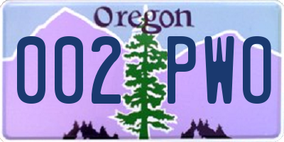 OR license plate 002PWO