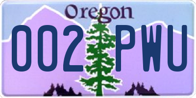 OR license plate 002PWU