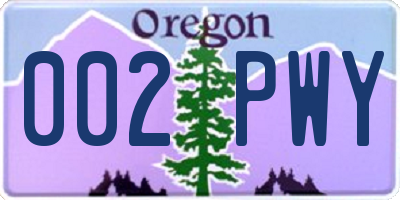 OR license plate 002PWY