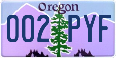 OR license plate 002PYF