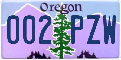 OR license plate 002PZW