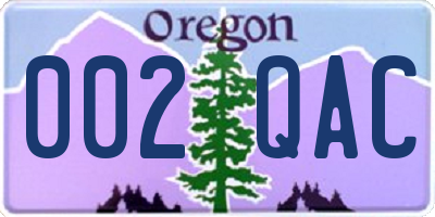 OR license plate 002QAC