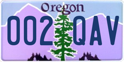 OR license plate 002QAV