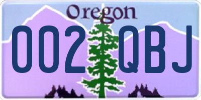 OR license plate 002QBJ