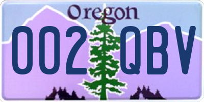 OR license plate 002QBV