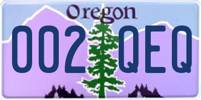 OR license plate 002QEQ