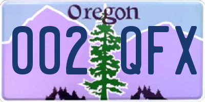 OR license plate 002QFX