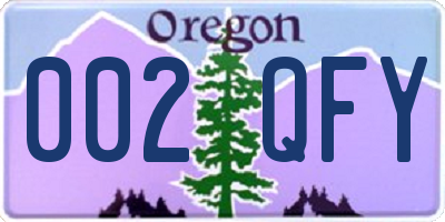 OR license plate 002QFY