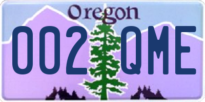 OR license plate 002QME