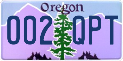 OR license plate 002QPT