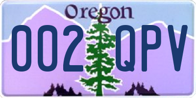 OR license plate 002QPV