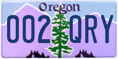 OR license plate 002QRY