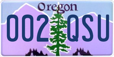 OR license plate 002QSU