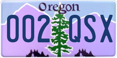 OR license plate 002QSX