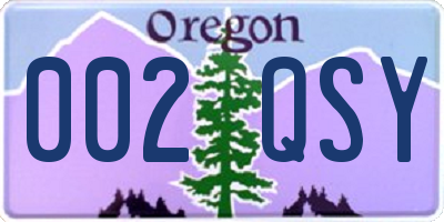 OR license plate 002QSY