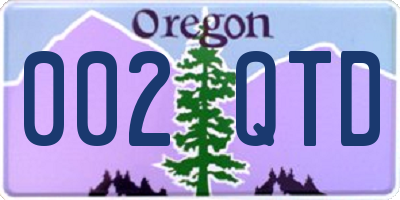 OR license plate 002QTD