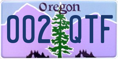 OR license plate 002QTF