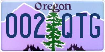 OR license plate 002QTG