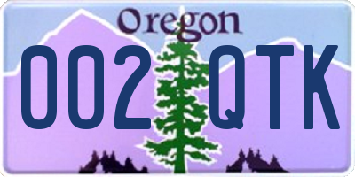OR license plate 002QTK